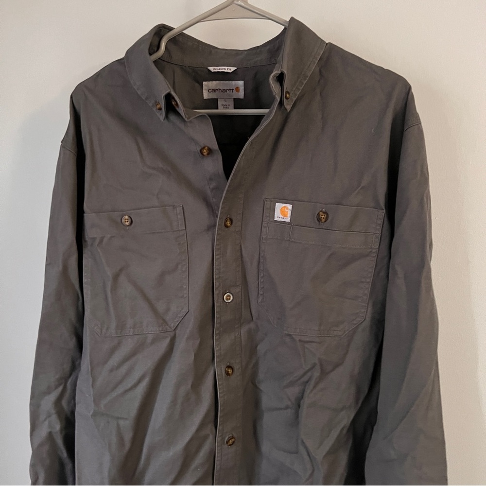 Carhartt MENS Relaxed Fit Long Sleeve Button Up Cotton Size Large